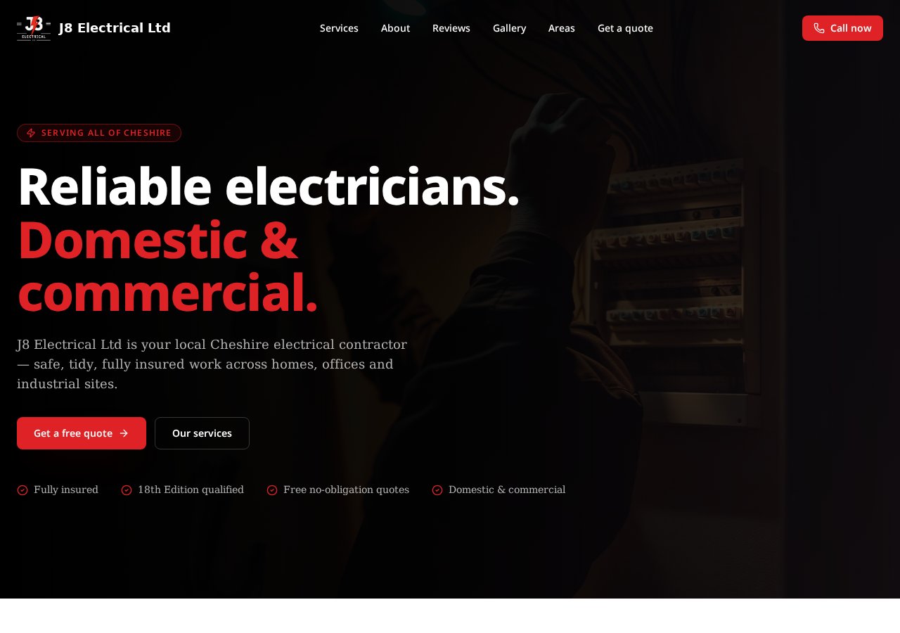 J8 Electrical Ltd website homepage