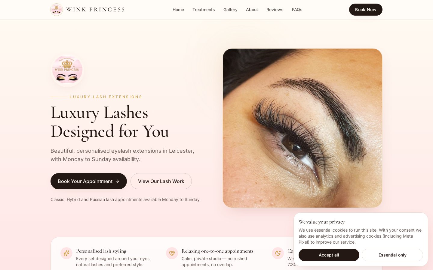 Wink Princess website homepage